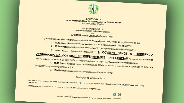 La ACVG celebra este jueves la apertura de su curso académico 2021 de forma telemática