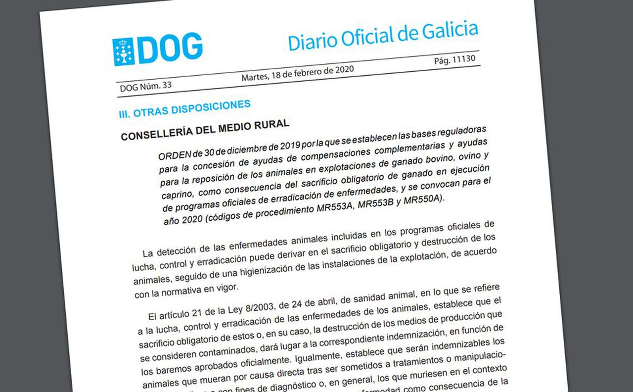 Convocadas as axudas para compensacións por inactividade e para reposición de gando