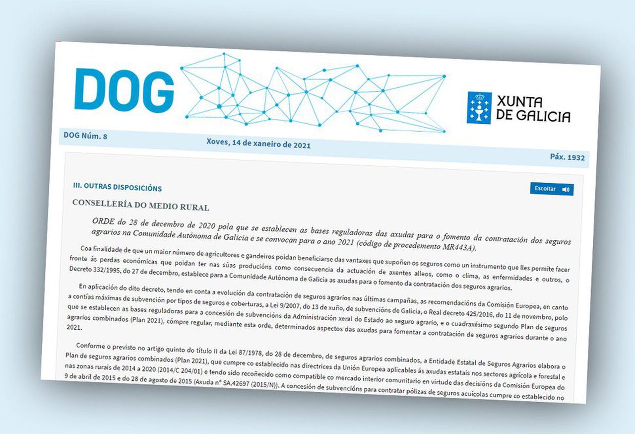 Convocadas las ayudas para el fomento de la contratación de seguros agrarios