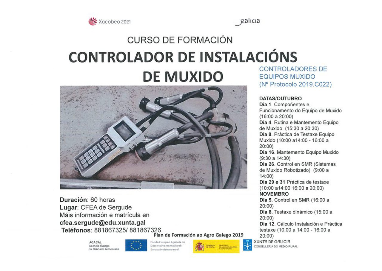 Próximo curso de Controlador de Instalaciones de Ordeño en Sergude