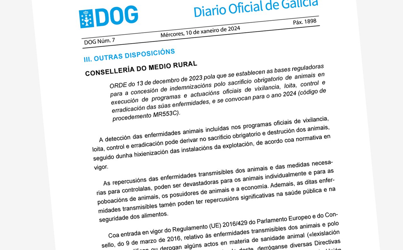 Anunciadas indemnizacións en Galicia polo sacrificio obrigatorio de gando por doenzas entre as que se atopa a EHE