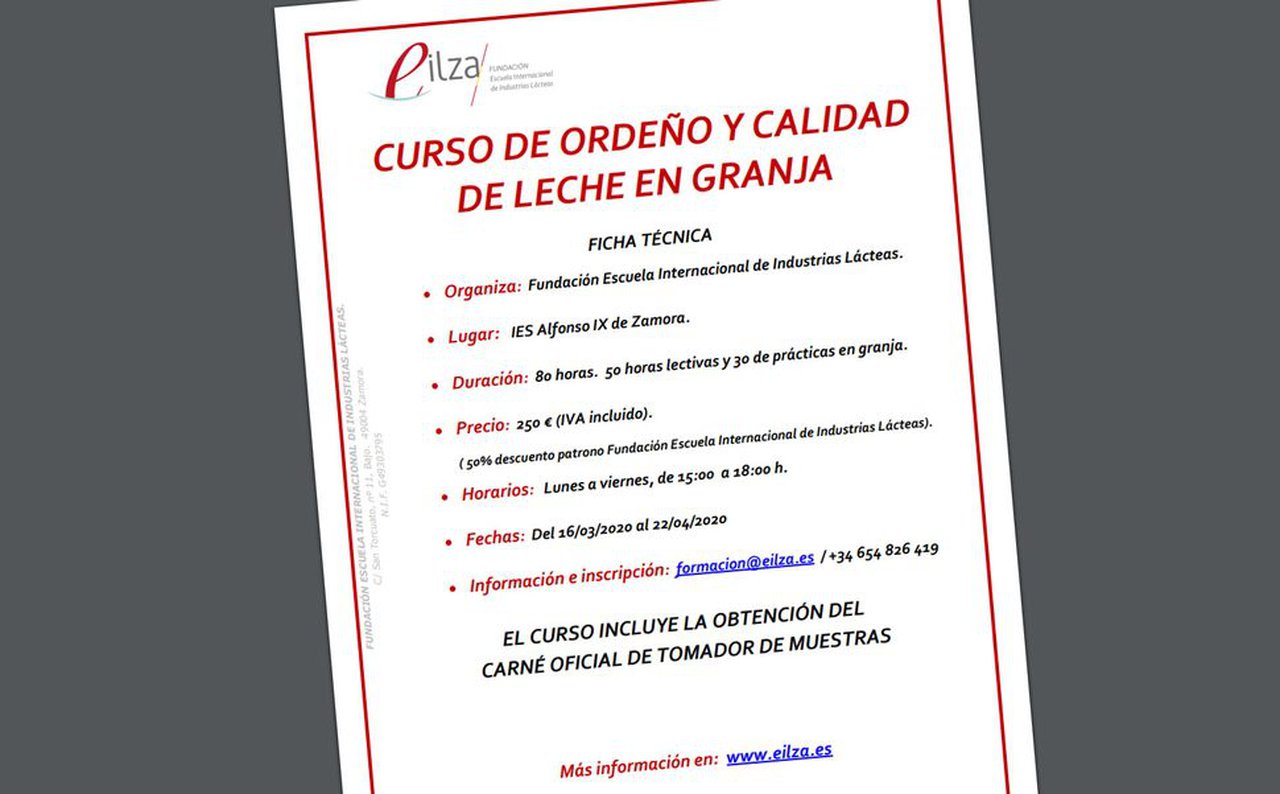 La Eilza abre la matrícula para el curso de ordeño y calidad higiénica de la leche en granja