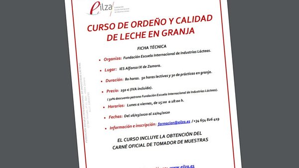 La Eilza abre la matrícula para el curso de ordeño y calidad higiénica de la leche en granja