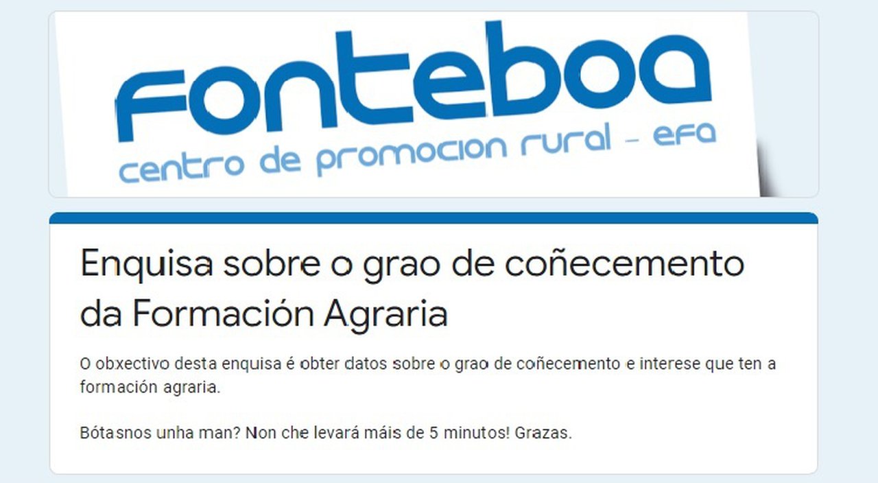 Encuesta de EFA Fonteboa sobre el conocimiento e interés de la formación agraria