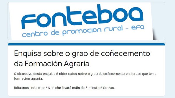 Encuesta de EFA Fonteboa sobre el conocimiento e interés de la formación agraria