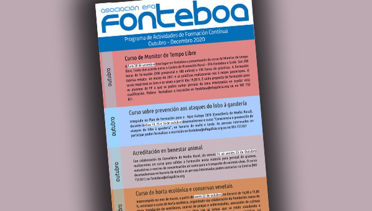 LA EFA Fonteboa presenta su programa de actividades de formación continua para lo que resta de año