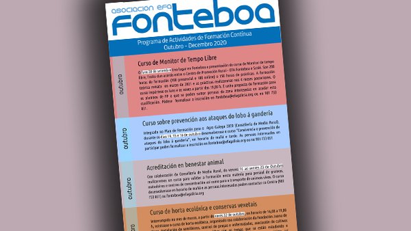 LA EFA Fonteboa presenta su programa de actividades de formación continua para lo que resta de año