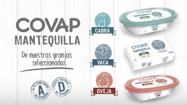 Lácteos COVAP lanza unha nova gama de manteigas elaboradas con leite de vaca, ovella e cabra
