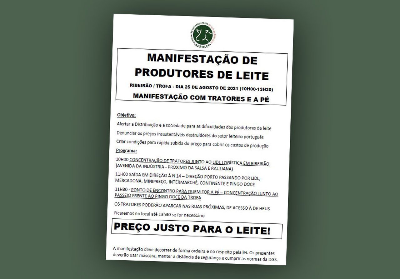 Los productores portugueses se manifestarán este miércoles en Trofa por un precio justo