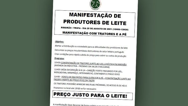 Los productores portugueses se manifestarán este miércoles en Trofa por un precio justo