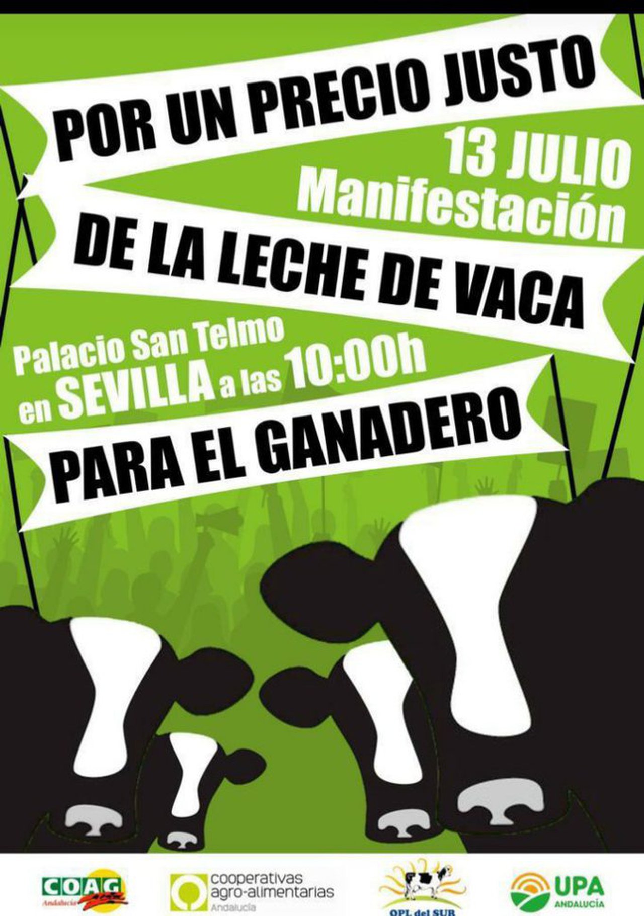 El sector lechero andaluz se manifiesta mañana por un precio justo de la leche