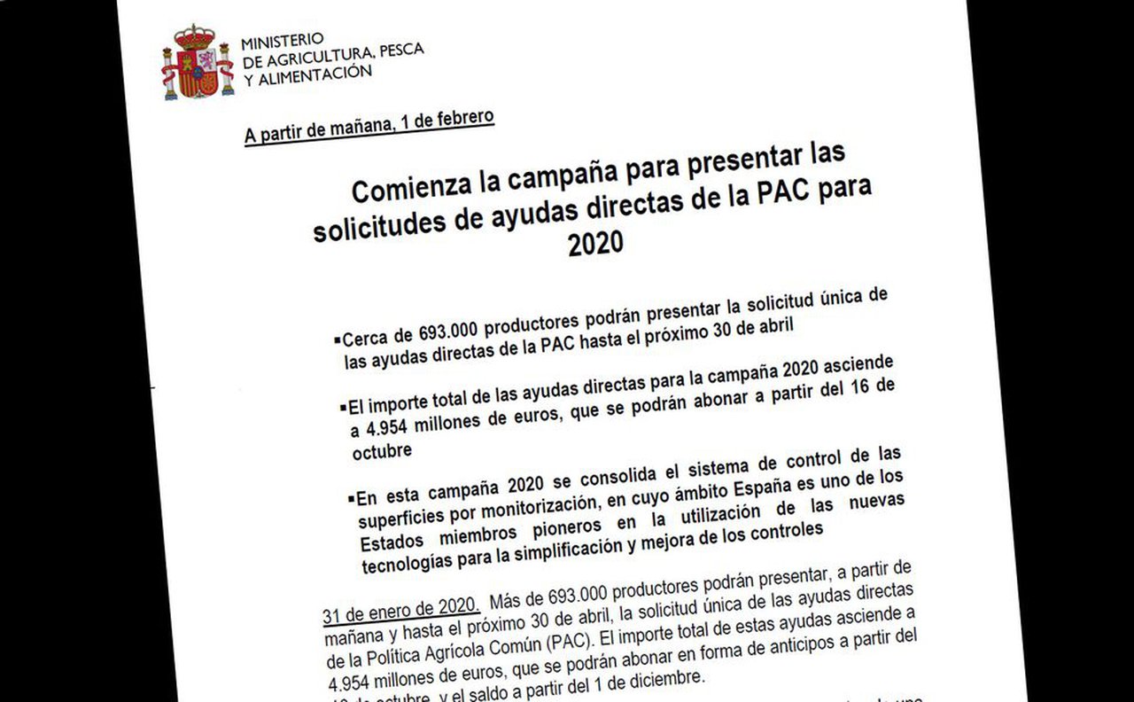 Mañá abre o prazo para  presentar as solicitudes de axudas directas da PAC para 2020