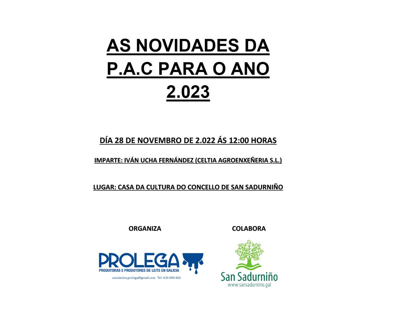 Prolega organiza una jornada sobre la PAC