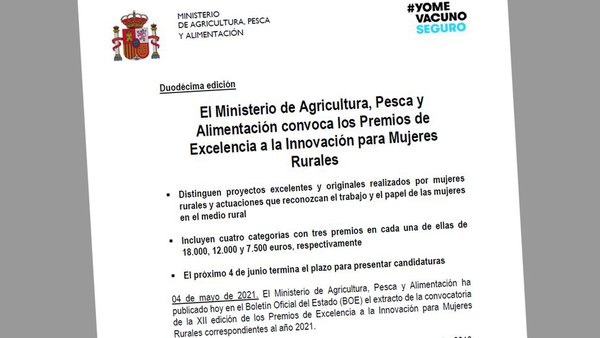 Convocados los Premios de Excelencia a la Innovación para Mujeres Rurales del MAPA