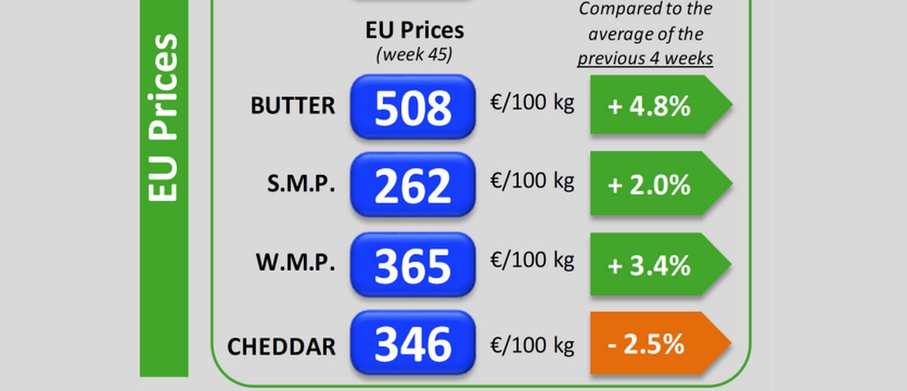 Se prolonga la tendencia alcista en los precios de los lácteos en la UE