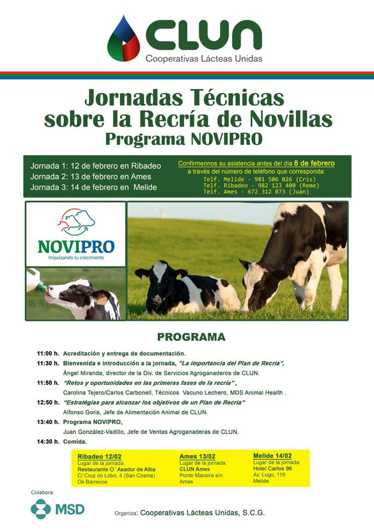 Clun organiza un ciclo de Jornadas Técnicas sobre Recría de Novillas