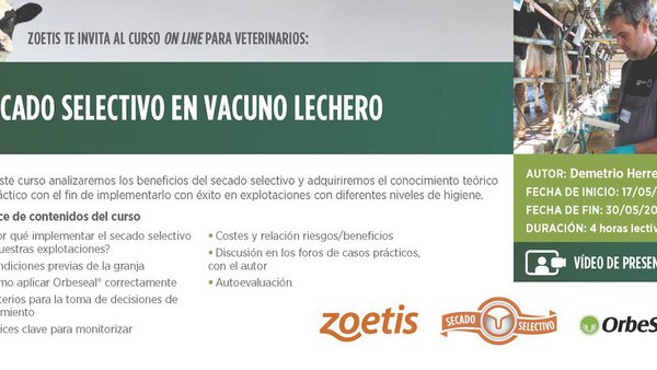 Demetrio Herrera compartirá sus conocimientos sobre secado selectivo en un curso online de Zoetis