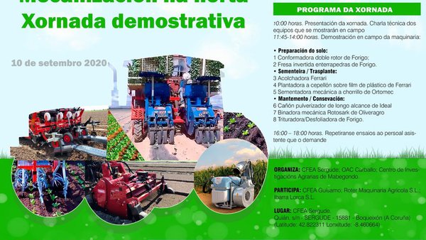La jornada Mecanización en la huerta se celebrará el 10 de septiembre